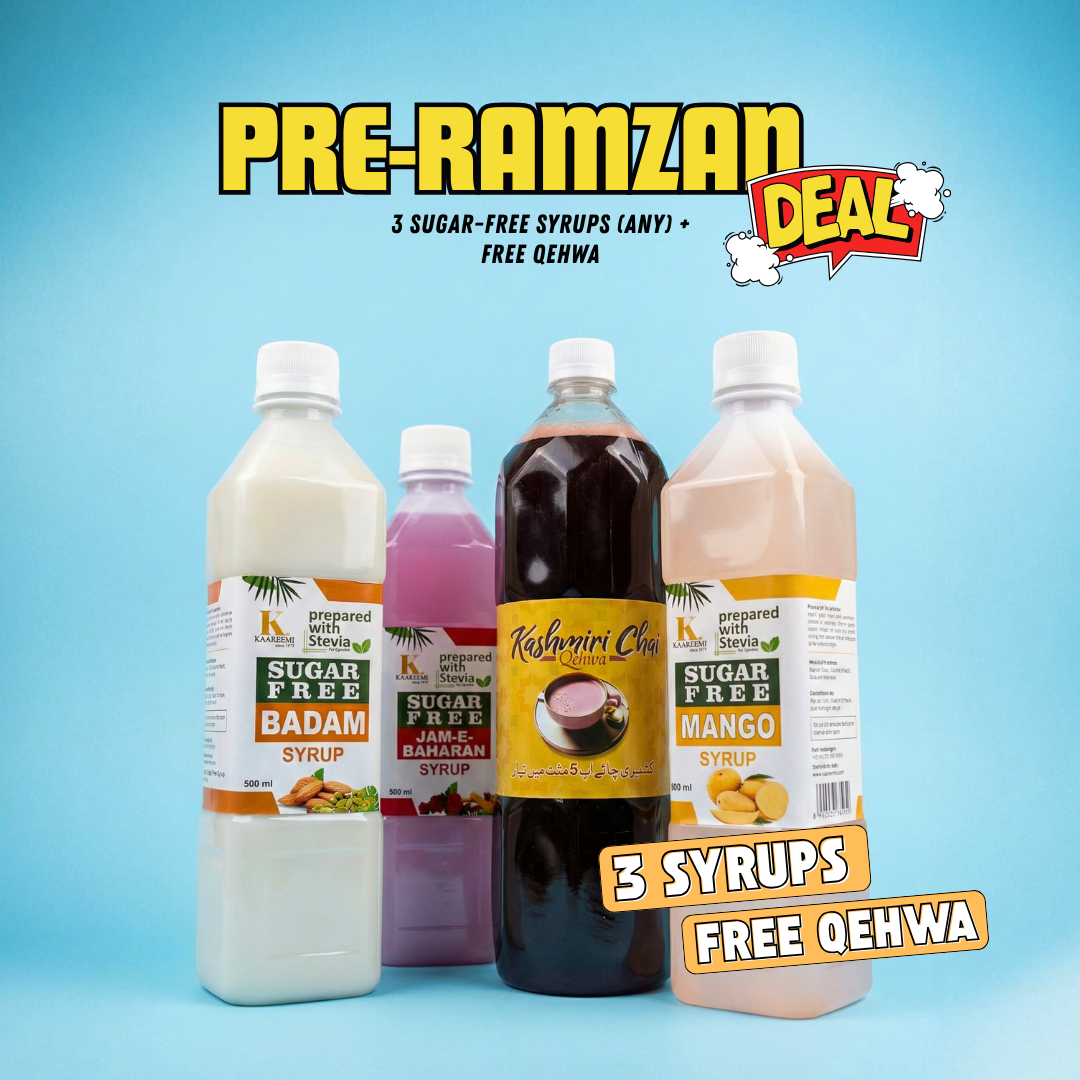 Pre Ramzan (Deal 1)  3 Sugar Free Syrups + Free Qehwa