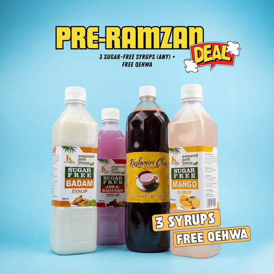 Pre Ramzan (Deal 1)  3 Sugar Free Syrups + Free Qehwa